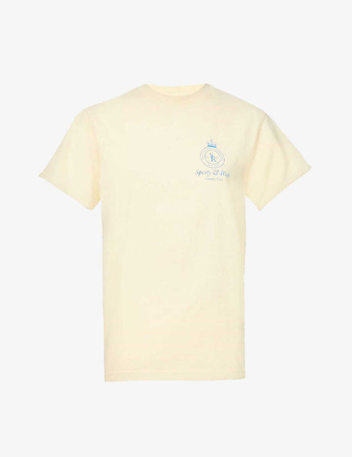 스포티앤리치 크라운 브랜드 프린트 티셔츠 레몬