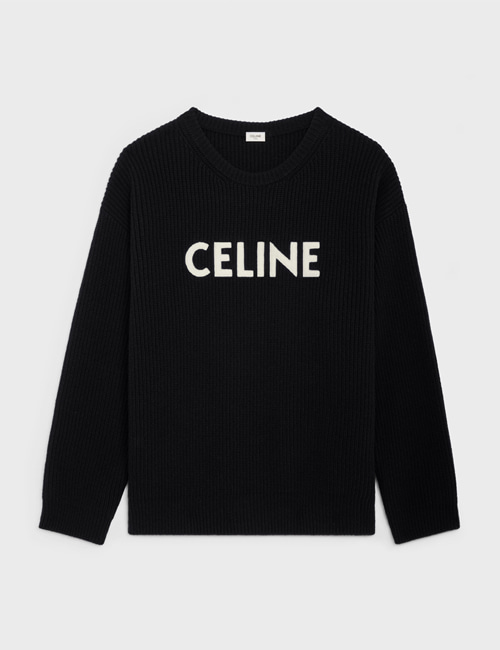 셀린 로고 패치 울 크루넥 스웨터(블랙/남녀공용)