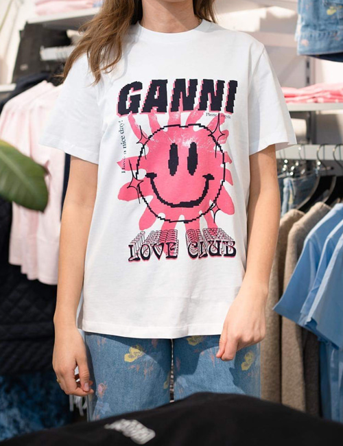 [한정수량세일] 가니 러브 클럽 티셔츠(브라이트화이트&amp;핑크)