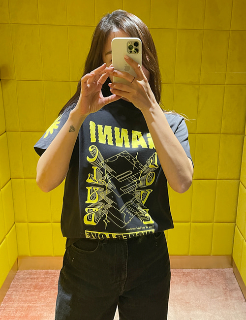 [한정수량세일] 가니 하이어 러브 클럽 티셔츠(팬텀&amp;옐로우)
